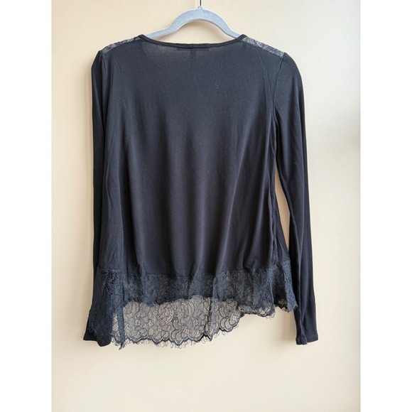 BCBGMAXAZRIA Size XS Black Lace Trim 100% Rayon Tunic Top $138 - Picture 4 of 5
